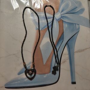 Necklaces Hematite Black Beaded Heart And Puppy Set Of Two Chokers